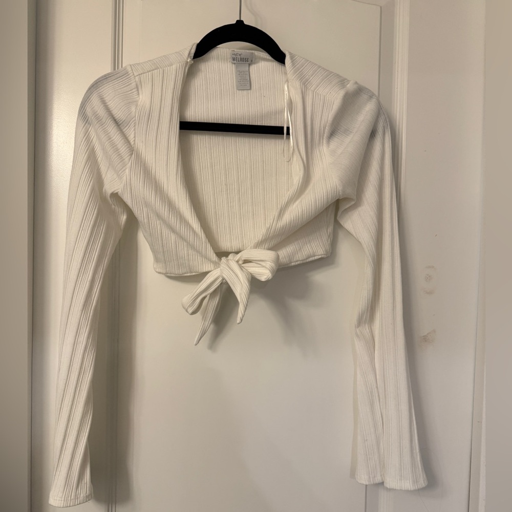 Women's White Tie-Front Top